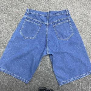 Blue Vintage Breathable <b>Embroidered</b> Denim Shorts Men Summer Casual Streetwear Mid Waist Straight Fit Belted Knee Length <b>Jeans</b> - Product Image 4