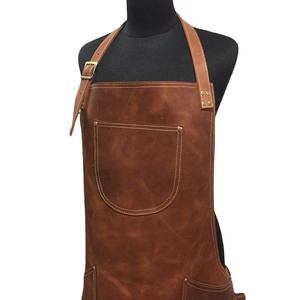 Tablier en cuir véritable à bretelles, vêtement industriel étanche à l'huile, avec poches d'outils pour tous Types de travail, sangle réglable - Product Image 1