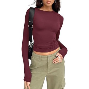 China Bangladesh Factory Price OEM Customized Logo Summer Knitted Breathable Womens Neck Casual Base Layer <b>Top</b> - Product Image 5
