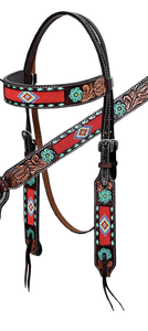 Ensemble de sellerie western en cuir repoussé fait main, avec têtière et collier de poitrage réglables, en cuir véritable de qualité supérieure, équipement d'équitation - Product Image 2