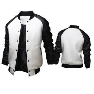 Plus Size Custom logo <b>Jacket</b> Baseball Varsity <b>Jacket</b> Plain Wholesale Blank Varsity <b>Jacket</b> <b>Leather</b> Sleeves for Men - Product Image 1