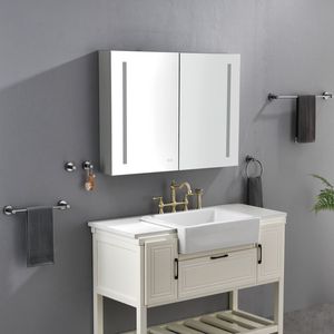 Armadietto da Bagno a LED 40 X 30 Pollici con Specchio Dimmerabile, Prese e Funzione Antiappannamento - Product Image 1