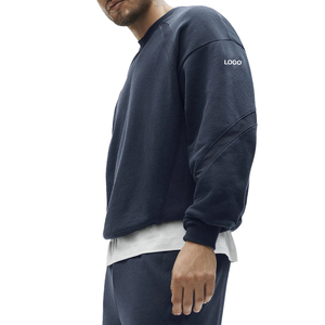 Premium Custom Men's Two-Piece Crew Neck Sweatshirt & Sweat pant Set Men French Terry Relaxed Streetwear OEM Private Label Supp - Product Image 4