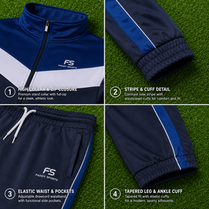 Ensemble de survêtement personnalisé pour homme avec fermeture éclair intégrale, tenue de sport respirante pour le jogging, l'entraînement, la gym et le fitness, ensemble deux pièces - Product Image 6