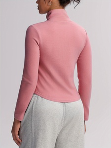 Slim Fit Zipper Thumb Holes Gym Jackets Running Fitness Yoga Sports <b>Crop</b> <b>Zip</b> <b>up</b> Workout Women Gym Jacket - Product Image 4