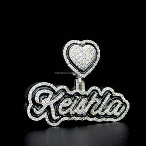 Pendentif lettre en diamant VVS Moissanite émail personnalisé pendentif lettre en argent Sterling 925 émail noir glacé coeur lettre lettre lettre nom - Product Image 5