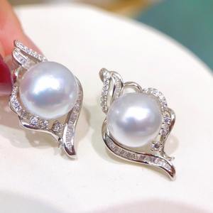 Zhuji Wholesale 11-12mm S925 Pure <b>Silver</b> 11-12mm Live Broadcast Popular Natural <b>Pearl</b> <b>Earrings</b> Fashionable Noble - Product Image 3