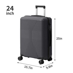 Set di Valigie Trolley 3-in-1 con Serratura Personalizzata Non-TSA, Grigio Scuro, 20, 24, 28 Pollici, in PP - Product Image 4