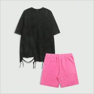 Ensemble 2 pièces streetwear d'été personnalisé pour homme, 100 % coton, coupe ample, t-shirt court respirant et short assorti - Product Image 2