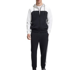 Ensemble de survêtement pour homme à blocs de couleur, manches longues, à capuche, fermeture éclair, respirant, décontracté, sportif, coupe régulière, automne - Product Image 1
