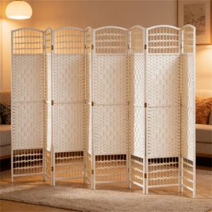 Paravento Pieghevole Bianco a 8 Pannelli, Elegante Divisorio per Camera da Letto e Separatore di Ambienti - Product Image 1