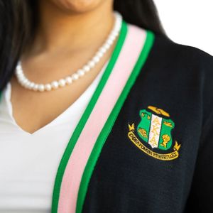 Cárdigan Largo Negro para Mujer, Estilo Griego con Letras, Suéter de Punto, Frente Abierto, Elegante y Casual - Product Image 2