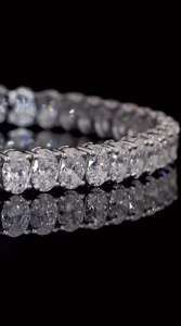 Pulsera de tenis con diamantes simulados de corte ovalado para mujer |   Diamante de Laboratorio Certificado IGI Chapado en Oro de 18K de Lujo |   Elegante Fiesta Nupcial - Product Image 6
