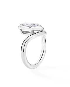Anillos de Compromiso de Diamantes, Oro Sólido de 14K, Corte Ovalado, Diamante Cultivado en Laboratorio, Diseño Ondulado Minimalista, Anillo de Propuesta, Aniversario, Joyería Moderna - Product Image 3