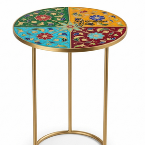 Table-tabouret de luxe en os jaune incrusté – Meuble artisanal de caractère, ottoman - Product Image 4