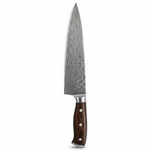 Cuchillo de Chef de Acero de Damasco Hecho a Mano de Grado Profesional con Mango de Madera, Filo Afilado como una Navaja, Opciones Personalizables, Acero de Damasco OEM - Product Image 3