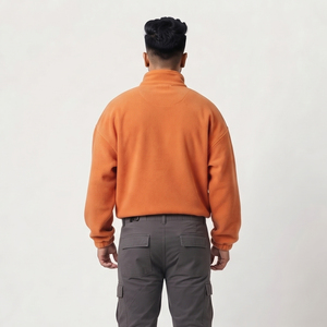 Sweat-shirt ample pour homme avec fermeture éclair, 100 % coton, manches longues, épaules tombantes, coupe oversize, en molleton, pour l'hiver, style streetwear - Product Image 5