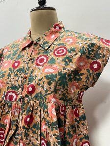 Débardeurs en coton tissé à imprimé floral écologique pour femme, légers, courts, boutonnés, décontractés, style japonais, pour le bureau et le quotidien - Product Image 5