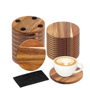 WDF Houten Onderzetter Petit Assiette En Bois Posavasos De Madera <b>Blank</b> Engraveable Acacia <b>Wooden</b> Coasters Sets with Holder - Product Image 3