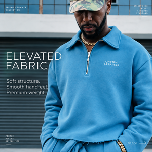 Unisex Lightweight <b>2</b>-in-<b>1</b> Light Blue Quarter-<b>Zip</b> Tracksuit Set Full Sleeve Regular Fit Solid Color Streetwear Casual <b>Sweatshirt</b> - Product Image 4