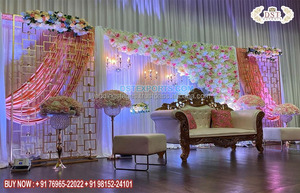 Gran boda, recepción, escenario, paredes de vela asiática, decoración de escenario, hermoso, recepción de boda - Product Image 5
