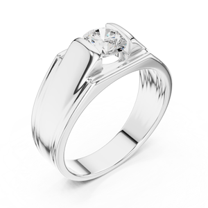 Bague de mariage solitaire pour homme en or jaune avec diamant de laboratoire – Bijou de luxe contemporain en or et diamant - Product Image 4