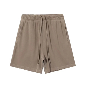 Shorts Unisex Negros de Punto con Cordón Ajustable, Cintura Media, Sólidos, Casuales, Transpirables, de Poliéster, Cortos - Product Image 4