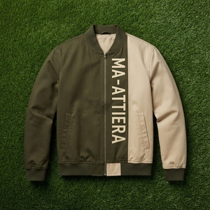 Blouson bomber vert kaki pour homme, avec blocs de couleur, logo vertical, style streetwear décontracté, personnalisable, OEM ODM, vente en gros - Product Image 5