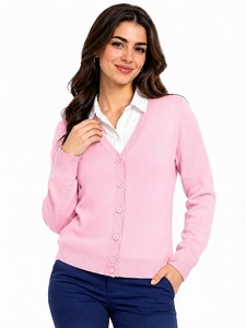 Women's Classic <b>Cardigan</b> V-Neck Button Sweater Long Sleeve Knit Top <b>Lightweight</b> Casual Layer Timeless Women's Fashion - Product Image 6