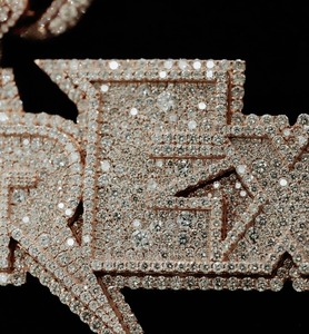 XOUREX Rose 925 silver Plated Moissanite Letter Pendant Hiphop Style Men's Everyday Wear Micro Insert Baguette Cut - Product Image 4