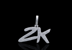 Colgante con Letra ZK, Chapado en Rodio, Aleación con Micro Pavé de Cristales, Amuleto Unisex Estilo Hiphop, Regalo de Joyería - Product Image 2