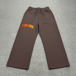 Pantalon de survêtement en coton marron pour homme, taille élastique avec cordon de serrage, pantalon décontracté avec logo imprimé sur la jambe droite, idéal pour l'automne - Product Image 4