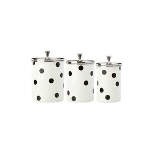 Modern White Polka Dot Metal <b>Storage</b> Jars Set Stainless Steel <b>Kitchen</b> Countertop Container Decorative Food Canister Set Food Jar - Product Image 1