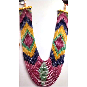 22 brins de saphirs naturels multicolores, perles facettées rondes de 3-6 mm, 1562 carats, 14-20 pouces, prix de gros, perles de saphir, 844 $ US pour l'ensemble. - Product Image 1