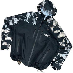 Technical Premium Fabric Lightweight Outdoor <b>Running</b> <b>Jacket</b> Men's Waterproof Hooded Shell Windbreaker <b>Reflective</b> Print Autumn - Product Image 4