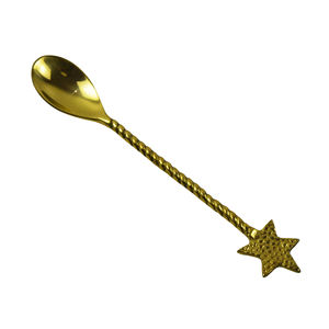 Cuillères à dessert et à thé créatives en laiton doré avec manche à motif floral, finition mate, compatibles lave-vaisselle, pour mariage et usage en cuisine - Product Image 6