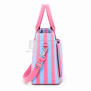 Custom Jack & Jill of America Tote bag sky blue and pink Embroidered Logo Striped Daily Use Large Capacity <b>Canvas</b> Tote bag - Product Image 4