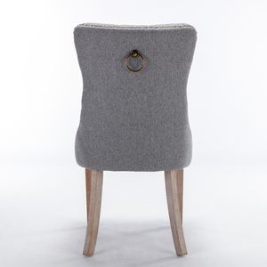 Set di Sedie da Pranzo Moderne di Alta Gamma Imbottite in Lino con Gambe in Legno Massello e Finitura con Borchie Design Contemporaneo in 2 Pezzi - Product Image 6