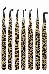 Pinzas para Pestañas con Diseño de Leopardo de Alta Calidad, Recubiertas de Papel, con Logotipo Personalizado, Punta de Fibra, Agarre Fuerte, Pinzas para Extensión de Pestañas - Product Image 3