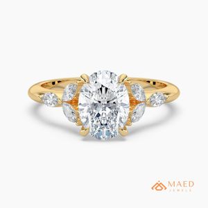 18K Gold Plated Oval Cut Moissanite Floral Bridal Engagement Wedding <b>Ring</b> for Women Luxury Gift From Gujarat Anniversary - Product Image 1