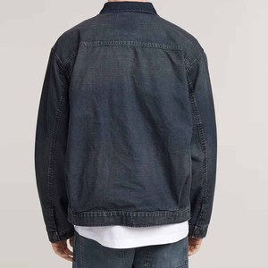 Dark navy <b>denim</b> <b>jacket</b> for men casual <b>custom</b> outerwear button up breathable seamless fashion coat gym sport workout streetwear - Product Image 6