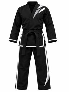 Ensembles de judo unisexes pour adultes de haute qualité en gros OEM, couleurs personnalisées, rayures noires et blanches, évacuation de l'humidité, 100% coton - Product Image 1
