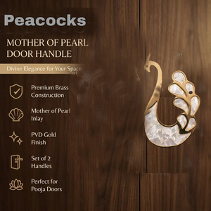 Peacock Shape Brass Cabinet Handle With Mother Of Pearl Inlay European Style Durable Furniture <b>Door</b> Pull - Product Image 2
