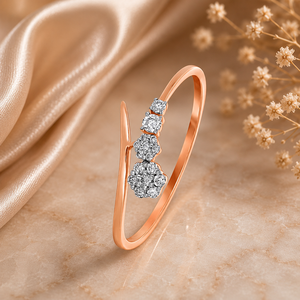 Anillo Abierto con Diamante Cultivado en Laboratorio de Corte Redondo y Diseño Floral en Oro de 10K, 14K, 18K, Plata 925, 935, Joyería Fina Personalizada - Product Image 1