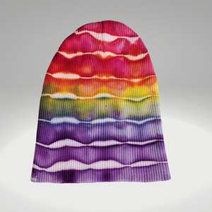 Bonnet en tricot jacquard personnalisé tie-dye pour homme et femme, en acrylique chaud et ample, avec patch en cuir – Vente en gros - Product Image 1
