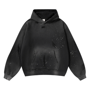 Premium 100% Cotton Heavyweight Men’s <b>Spray</b> Washed Rhinestone Design Hoodies Custom OEM Streetwear Manufacturer Stylish Design - Product Image 3