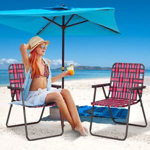 Ensemble de 6 chaises pliantes de plage pour le camping et la pelouse, chaise confortable en toile - Product Image 2