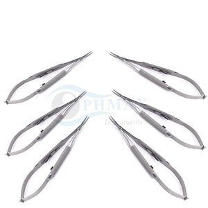 Portaagujas Barraquer curvo con bloqueo, mandíbulas delicadas, instrumento quirúrgico oftalmológico de acero inoxidable - Product Image 5