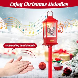 Christmas Decorative <b>Lighting</b> Musical Street Lamp <b>Post</b> with Detachable Snow Globe Lantern - Product Image 6