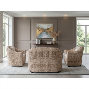 Modern Woven Rattan <b>Dining</b> <b>Armchair</b> Handmade Natural Rattan Frame Cushioned Removable Cover Ergonomic Eco-Friendly <b>Dining</b> Chair - Product Image 3